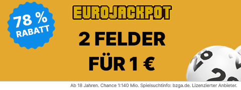 Tippland Gutschein: 2 Eurojackpot Spielfelder für nur 1 €